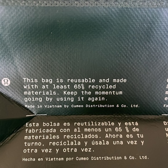 NWOT Lululemon Green Reusable Shopping Tote Shoulder Bag Lightweight - Picture 10 of 13